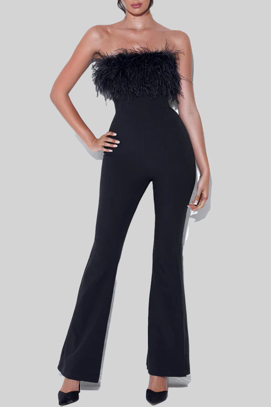 Bustier Strapless Wide Leg Flared Jumpsuit