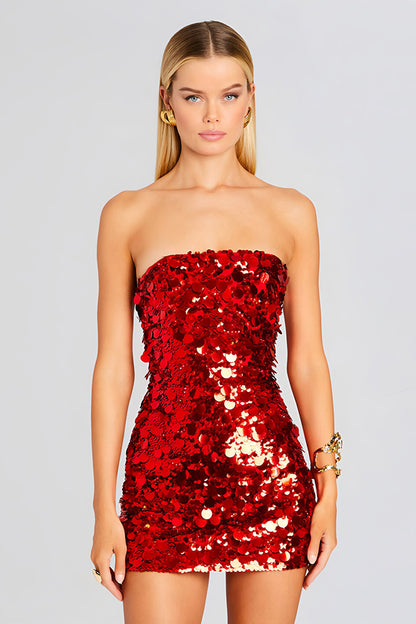 Christmas Sheath Sequined Mini Dress