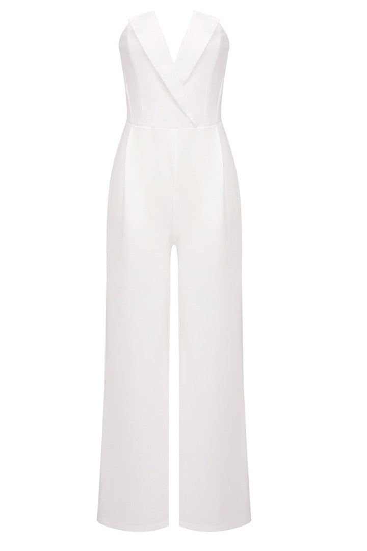 White Bubble Bead Jumpsuit Set