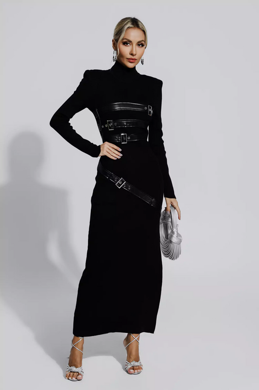 Black PU Maxi Dress