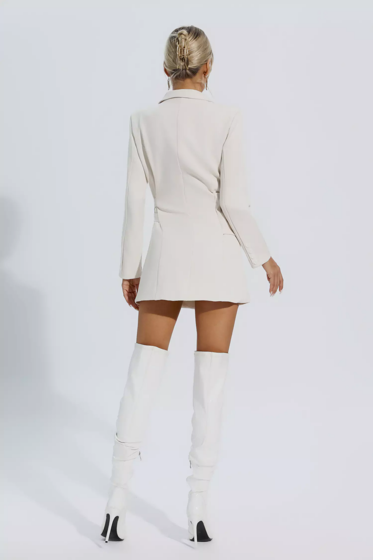 White Long Sleeve Blazer Mini Dress