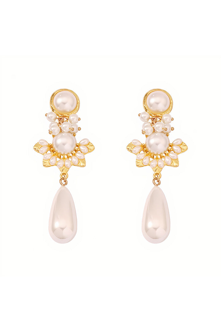 Christmas Flower Drop Pearl Earrings