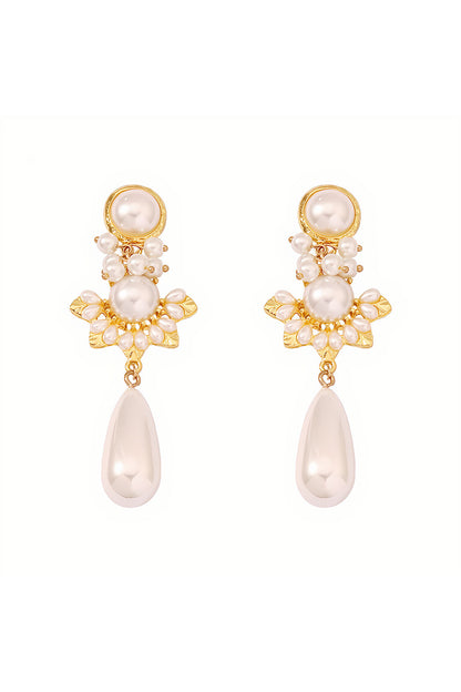 Christmas Flower Drop Pearl Earrings