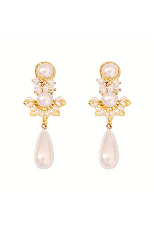 Christmas Flower Drop Pearl Earrings