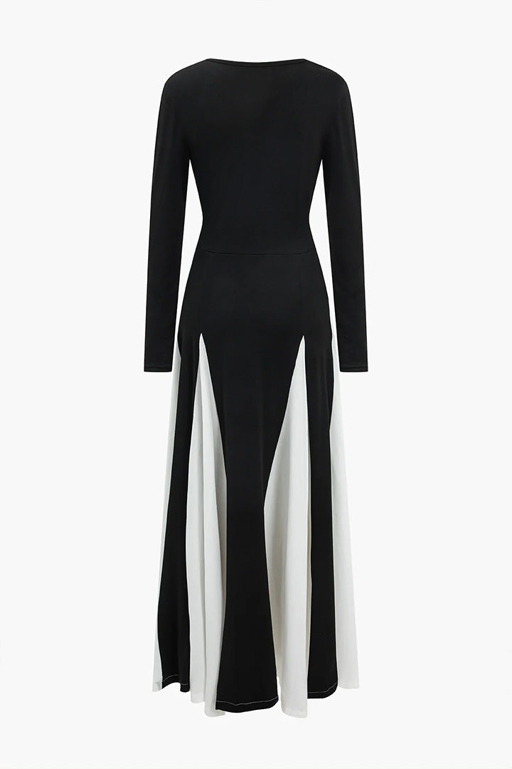 Black And White Colorblocking Maxi Dress