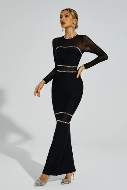 Black Mesh Bandage Dress