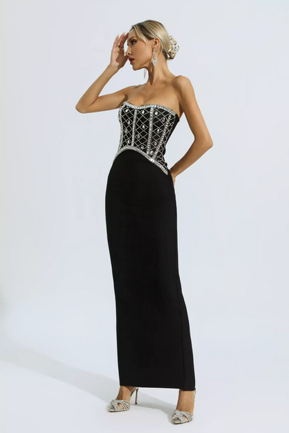 Black Beading Bandage Dress