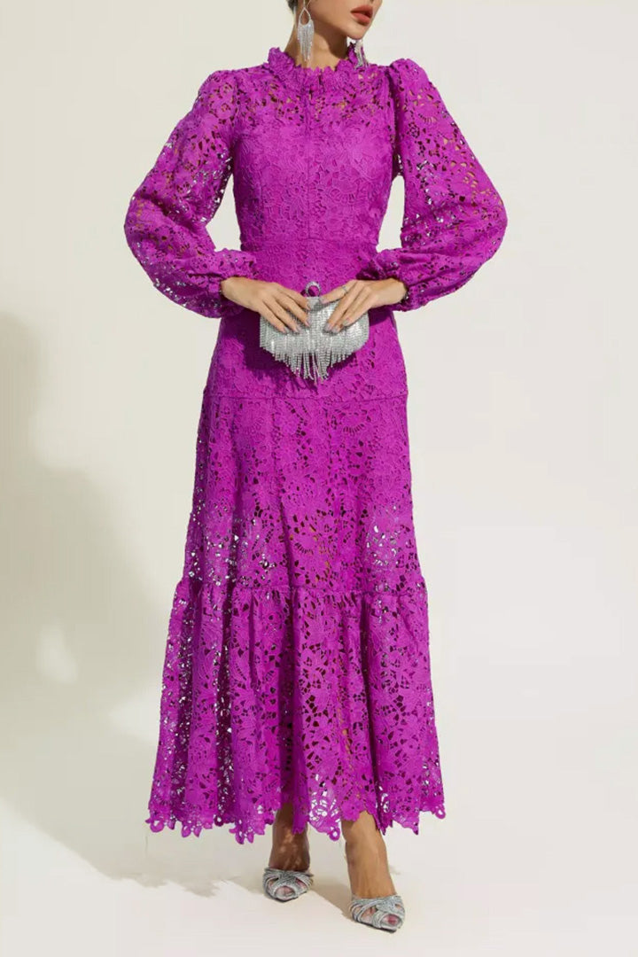 Purple Cut Out Long Sleeve Dress