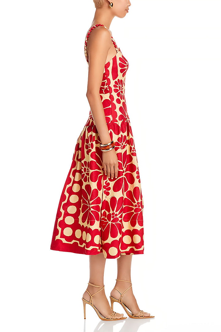 Christmas Halter Polka Dot Print Midi Dress