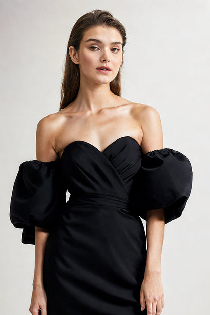 Black Off Shoulder Midi Dress