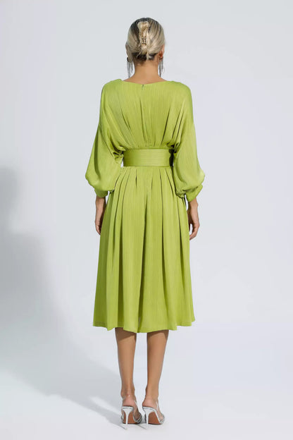 Light Green Satin Midi Dress