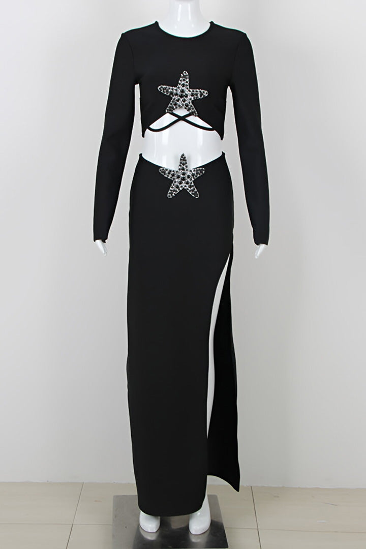 Starfish Waistless Split Long Dress Set