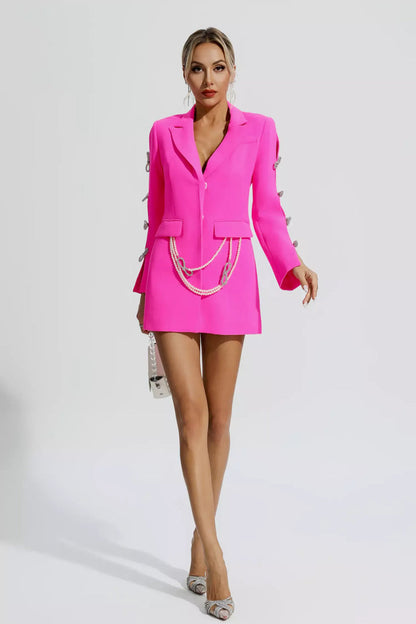 Pink Pearl Embellished Blazer Dress