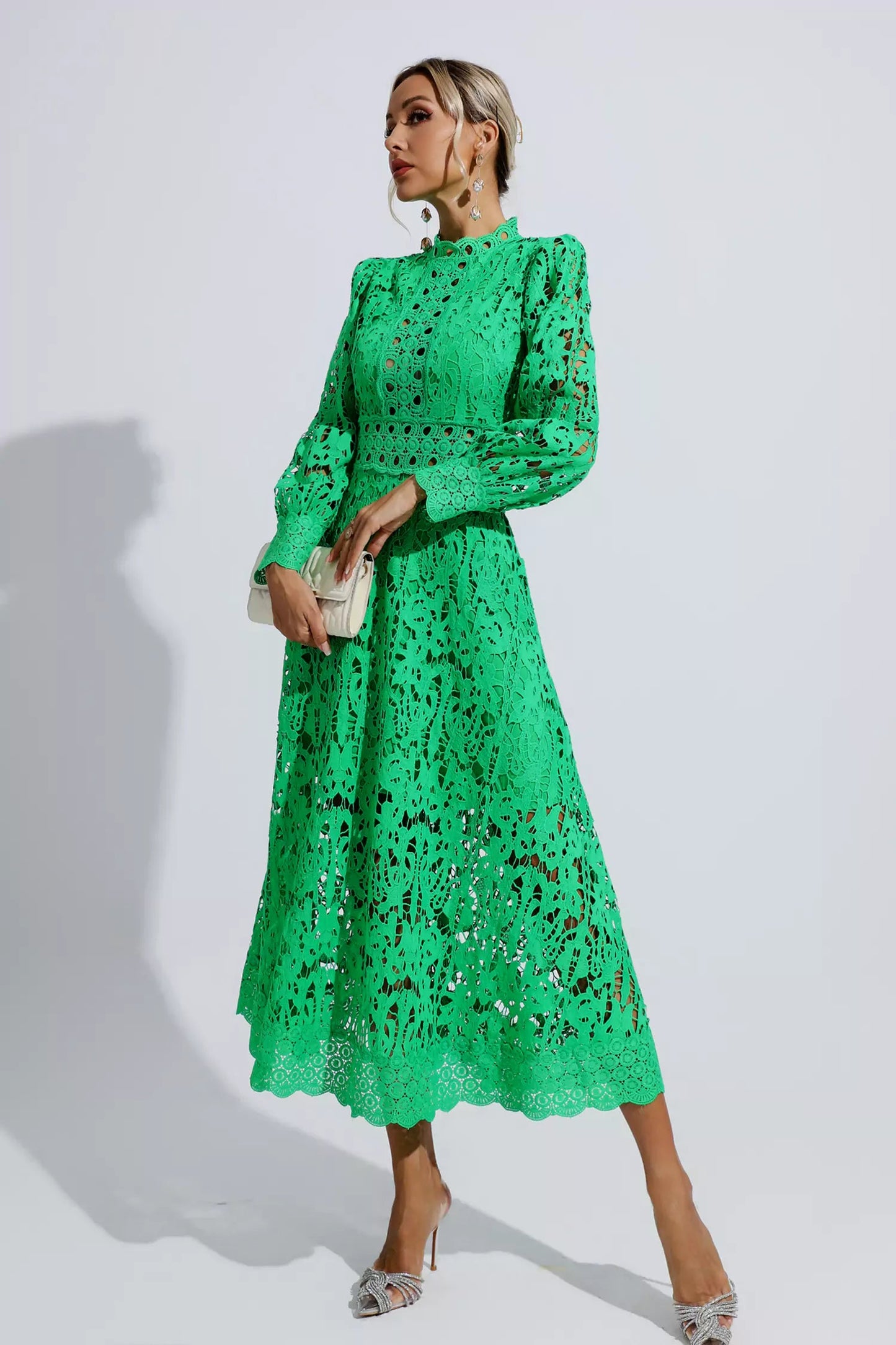 Green Lace Cutout Maxi Dress