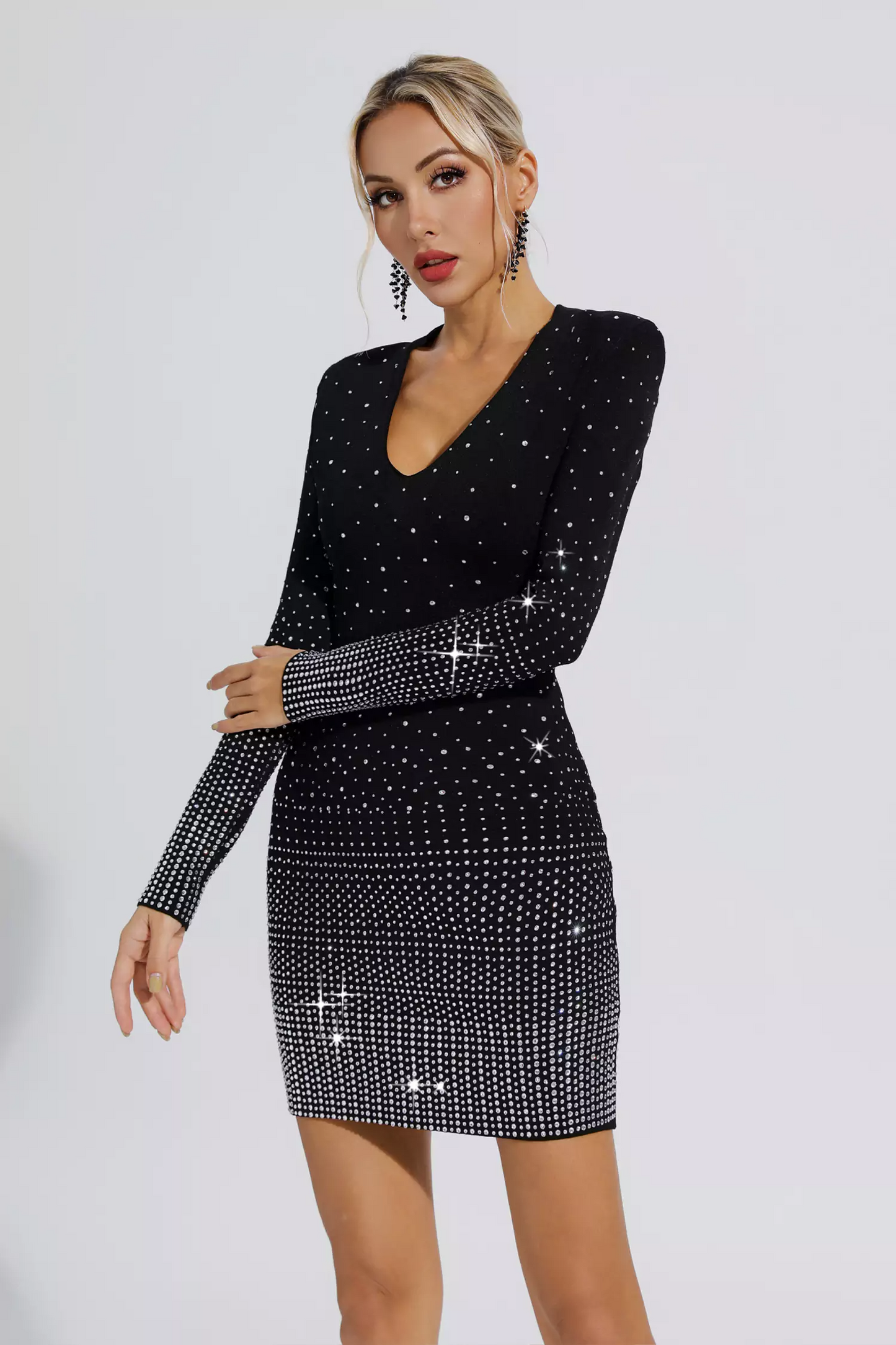 Black Diamond Long Sleeve Mini Dress