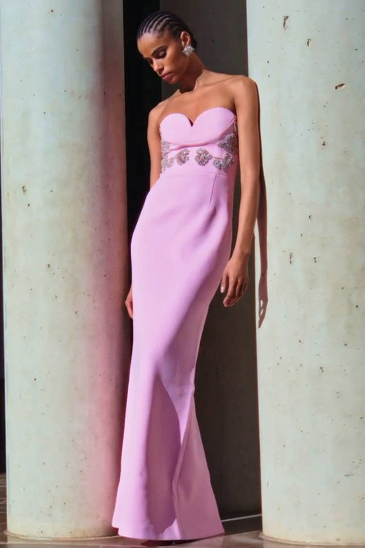 Pink Elegant Sheath Long Dress