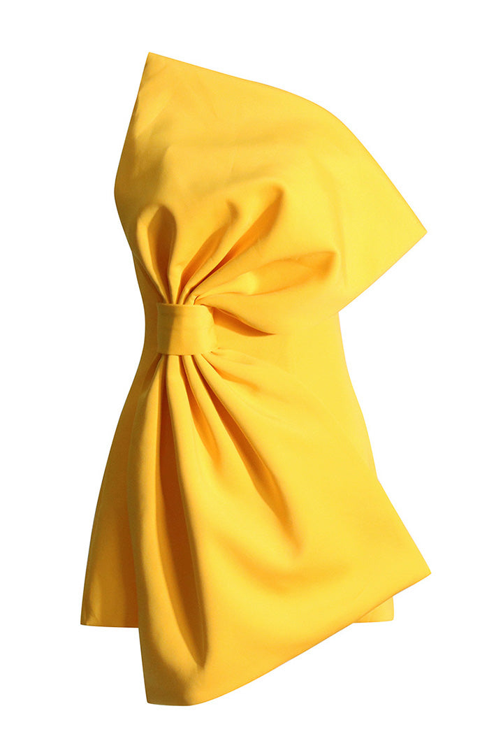 Solid Color Bow Sheath Mini Dress