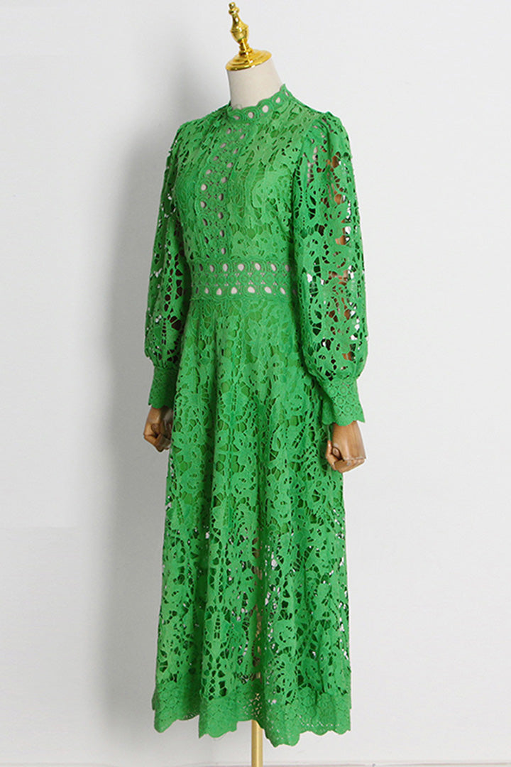 Green Lace Cutout Maxi Dress