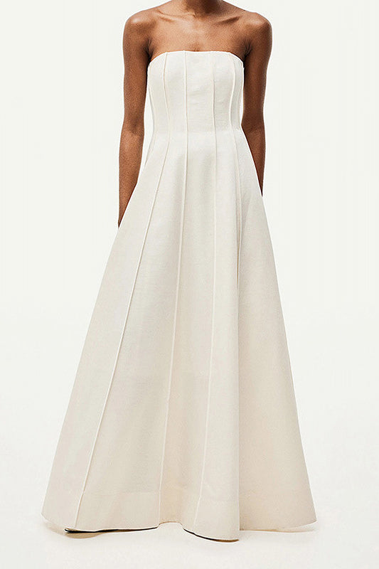 White Sheath High Waisted Long Dress