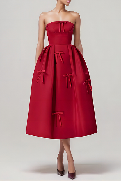 Elegant Bow Decoration Sheath Midi Dress