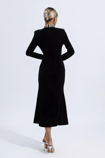 Black Velvet Long Sleeve Dress