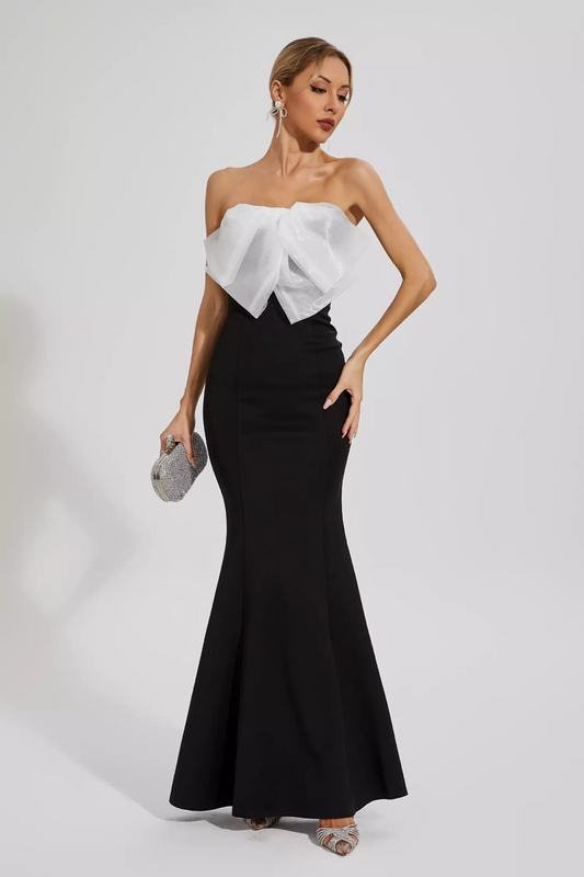 Black White-bow Mermaid Dress