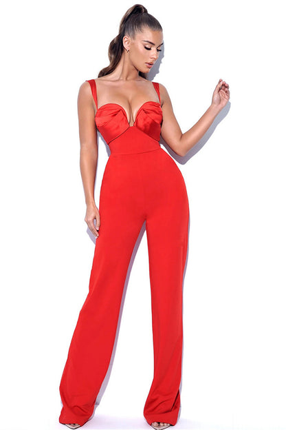 Solid Color Camisole V-Neck Jumpsuit