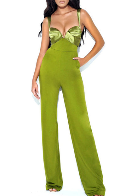 Solid Color Camisole V-Neck Jumpsuit