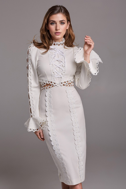 White Lace Midi Dress