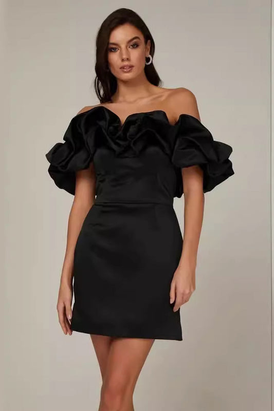 Black Ruffled Mini Dress