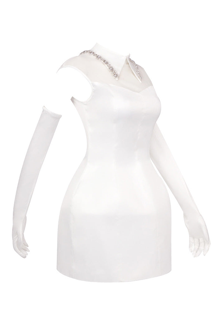 White Elegant Mesh Mini Dress