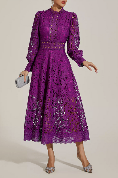 Purple Lace Cutout Maxi Dress