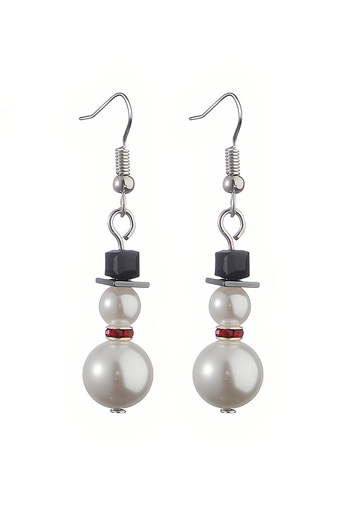 Christmas Snowman Pearl Earrings