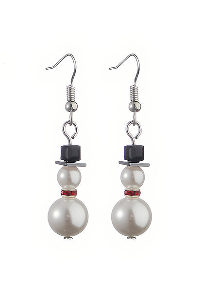 Christmas Snowman Pearl Earrings