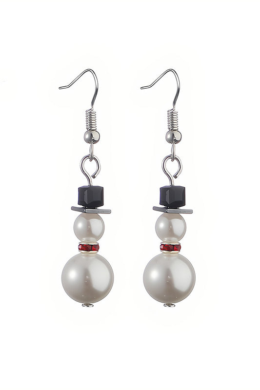 Christmas Snowman Pearl Earrings