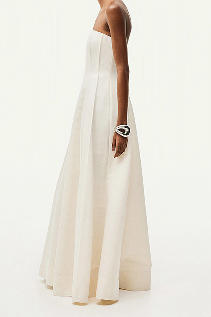 White Sheath High Waisted Long Dress