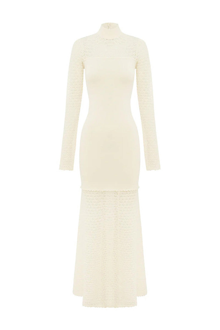 White Jacquard Cutout Long Dress