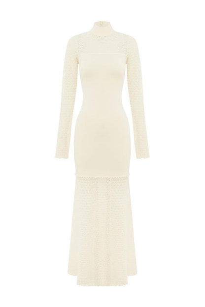 White Jacquard Cutout Long Dress