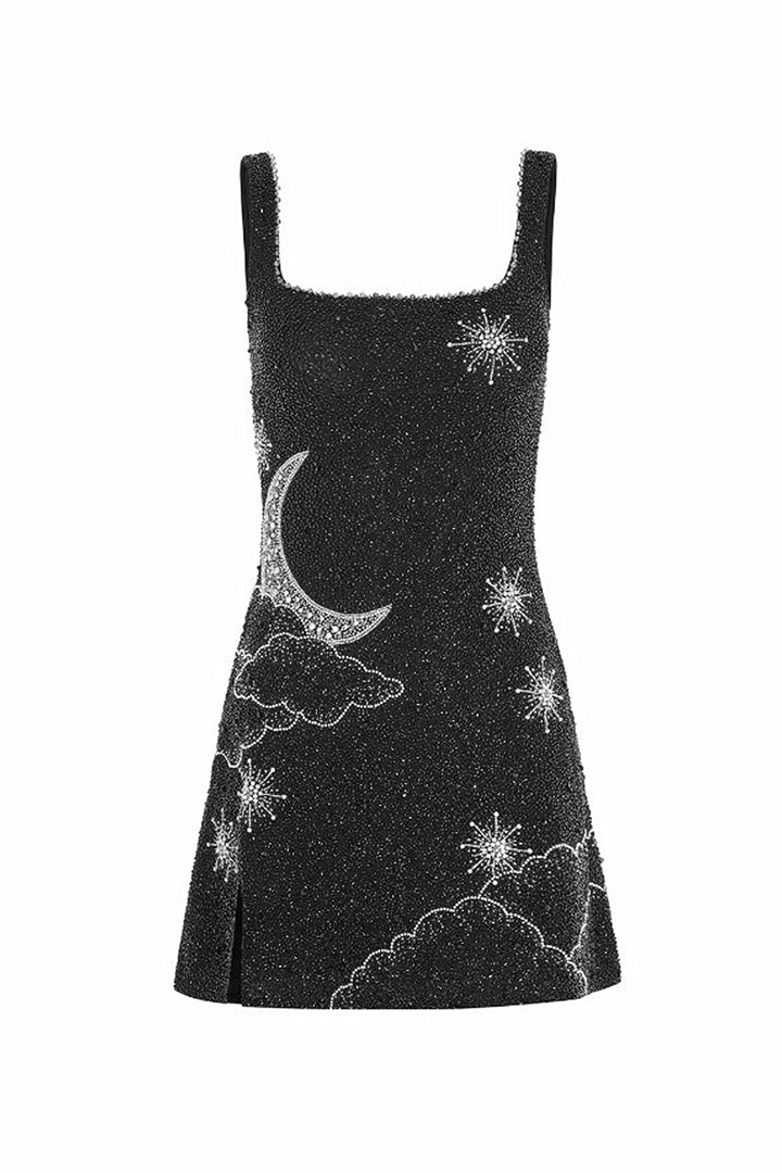 Christmas Night Scene Printed Halter Short Dress