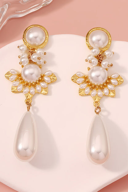 Christmas Flower Drop Pearl Earrings