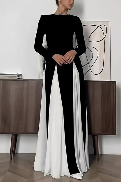 Black And White Colorblocking Maxi Dress