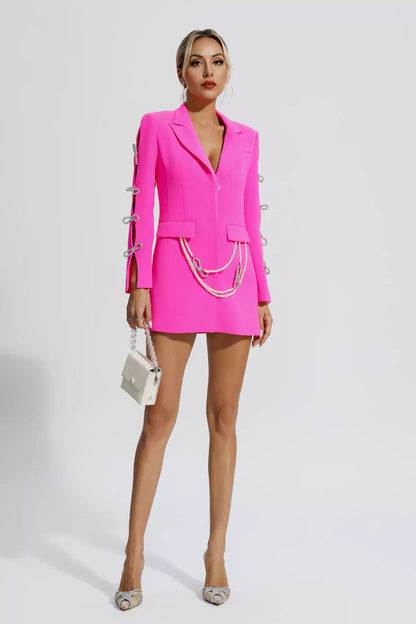 Pink Pearl Embellished Blazer Dress