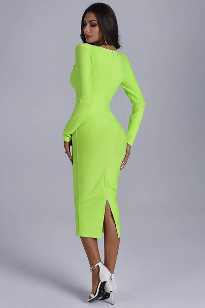 Fluorescent Green Hipster Long Dress