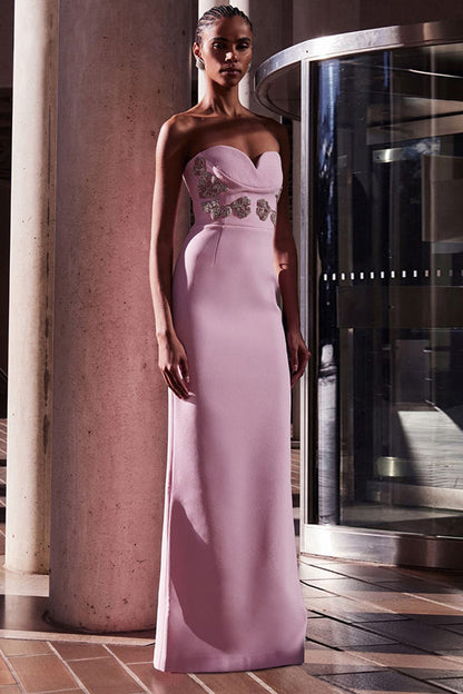 Pink Elegant Sheath Long Dress