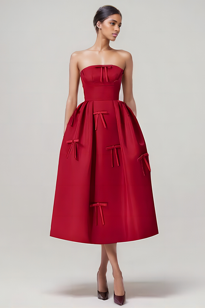 Elegant Bow Decoration Sheath Midi Dress