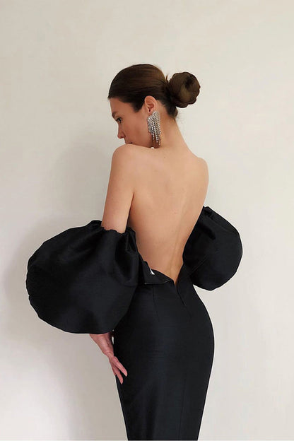 Black Off Shoulder Midi Dress