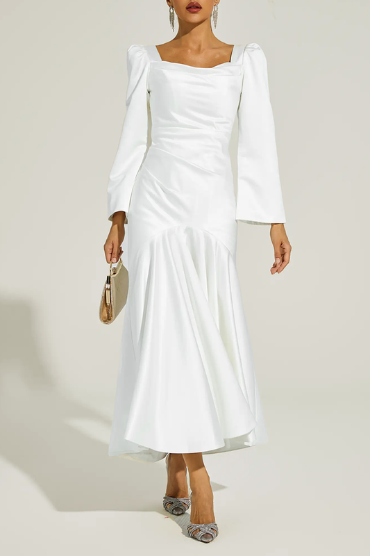 White Satin Evening Dress