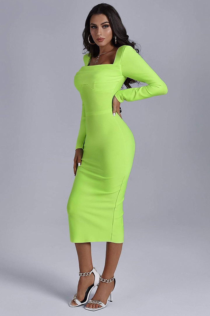 Fluorescent Green Hipster Long Dress