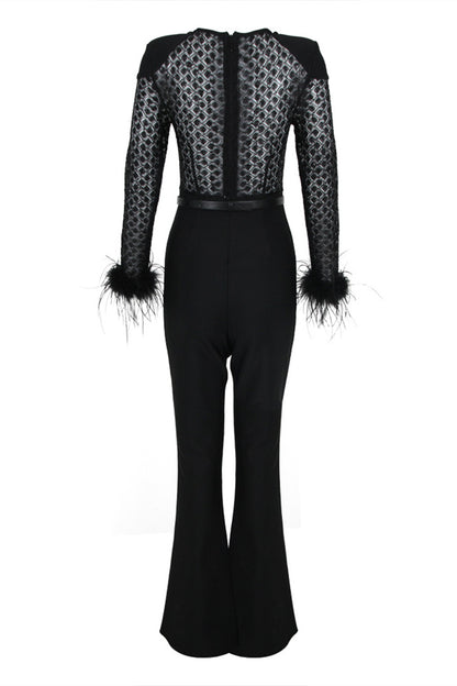 Black Lace High Waist Jumpsuit