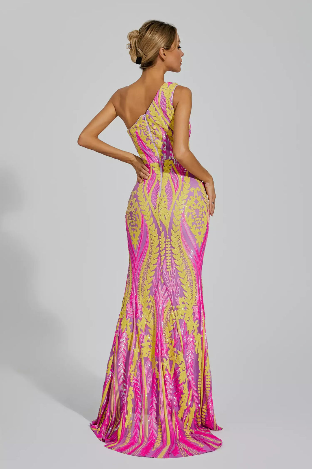 Yellow Pink Colored Maxi Dress